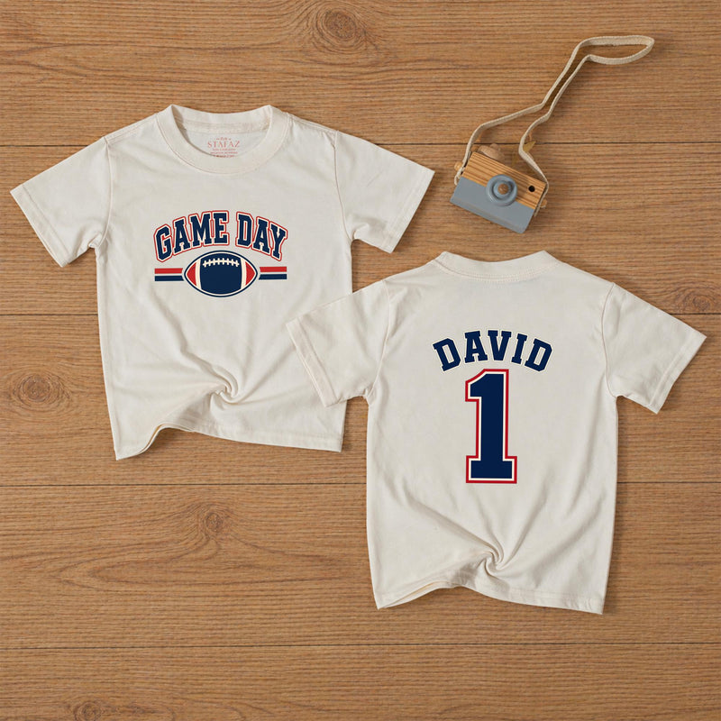 Custom Baby Football Romper with Name & Number, Game Day Outfit for Boys, Personalized Matching Family Sports Bodysuit, Soft Cotton