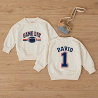 Custom Baby Football Romper with Name & Number, Game Day Outfit for Boys, Personalized Matching Family Sports Bodysuit, Soft Cotton