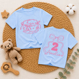 Custom Baby Girl 2nd Birthday Shirt with Preppy Bow Artwork, Two Sweet Toddler Tee, Soft Cotton Matching Family Outfit for Cake Smash