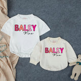 Custom Baby Girl Bubble Romper with Bold Pink Name Design, Perfect for 1st Birthday Cake Smash, Soft Cotton Outfit for Milestone Photos