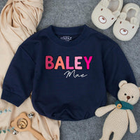 Custom Baby Girl Bubble Romper with Bold Pink Name Design, Perfect for 1st Birthday Cake Smash, Soft Cotton Outfit for Milestone Photos