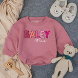 Custom Baby Girl Bubble Romper with Bold Pink Name Design, Perfect for 1st Birthday Cake Smash, Soft Cotton Outfit for Milestone Photos