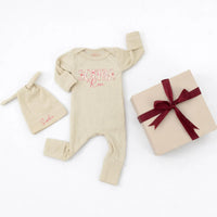 Custom Baby Girl Outfit with Floral Name Bodysuit and Matching Hat Soft Cotton Boutique Clothes Perfect for Newborn Coming Home Gift