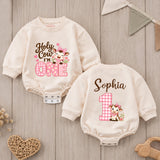 Custom Baby Girl Romper with Pink Cow Artwork, 'Holy Cow I'm One' Design, Perfect for First Birthday, Soft Cotton Outfit for Milestone Photos