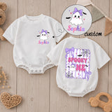 Custom Baby Halloween Romper with Cute Ghost Design, Purple Bow & Spooky Web, Soft Cotton Outfit for First Birthday or Cake Smash
