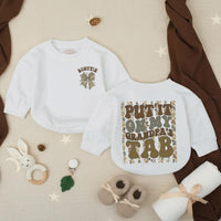 Custom Baby Romper with Camo Bow and 'Put It On My Grandpa's Tab' Design, Soft Cotton Outfit for Matching Family Photos or Milestone Events