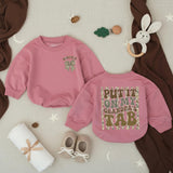 Custom Baby Romper with Camo Bow and 'Put It On My Grandpa's Tab' Design, Soft Cotton Outfit for Matching Family Photos or Milestone Events
