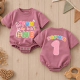 Custom Baby Romper with 'It's Fun to Be One' Artwork, Personalized Name, Soft Cotton, Vibrant Colors, Perfect First Birthday Outfit