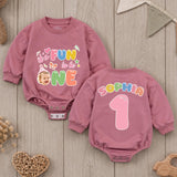 Custom Baby Romper with 'It's Fun to Be One' Artwork, Personalized Name, Soft Cotton, Vibrant Colors, Perfect First Birthday Outfit
