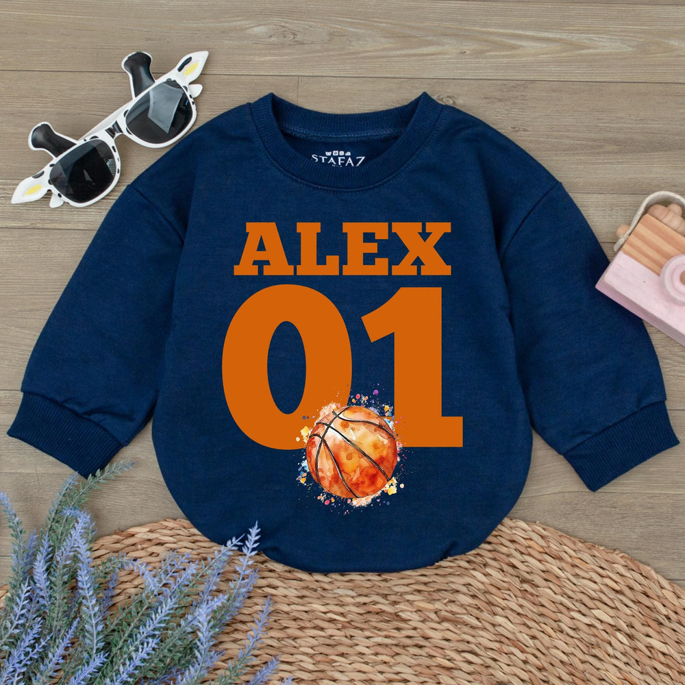 Custom Baby Romper with Name and Number Alex 01 Sports Design Football Baseball Soccer Baby Gameday Outfit Boy Girl Cotton Gift