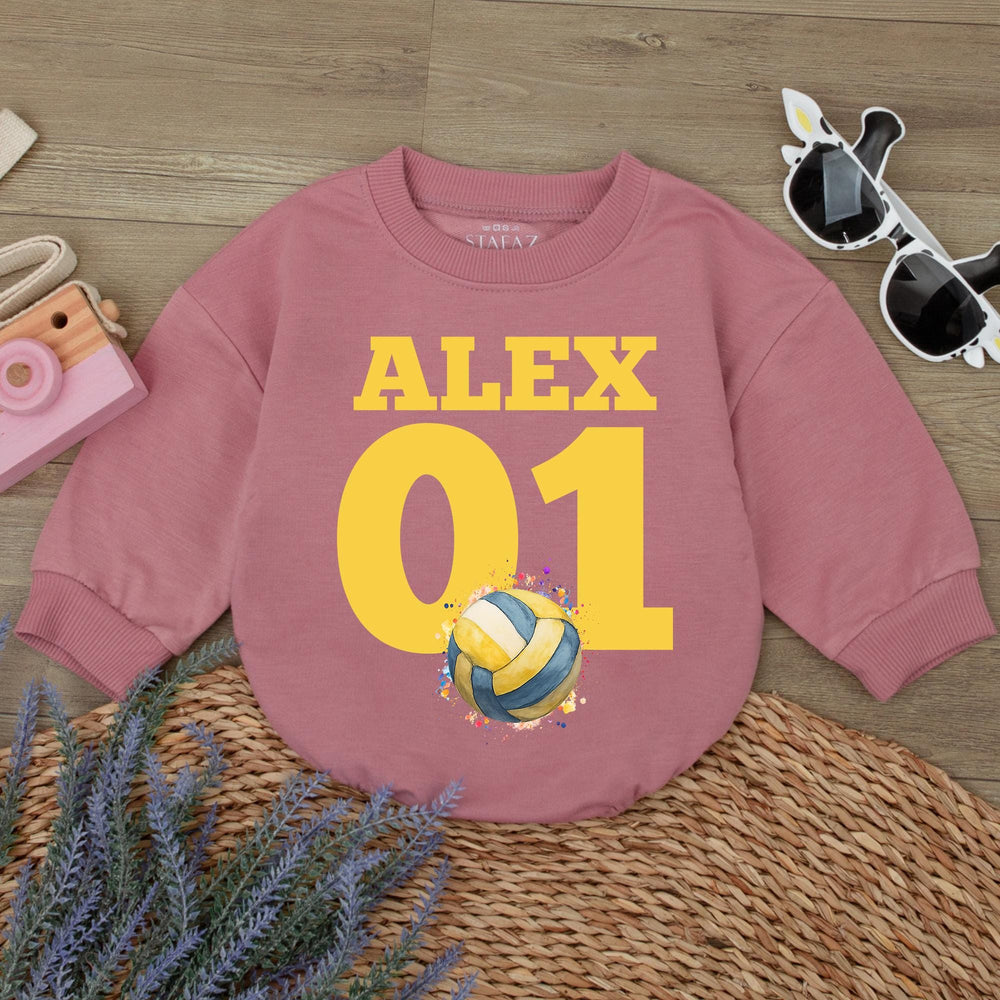 Custom Baby Romper with Name and Number Alex 01 Sports Design Football Baseball Soccer Baby Gameday Outfit Boy Girl Cotton Gift