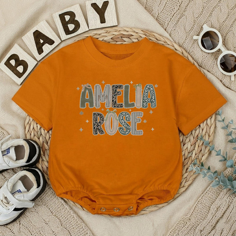 Custom Baby Romper with Preppy Camo Name Design, Short or Long Sleeve, Soft Cotton Outfit for Newborns & Infants, Ideal Baby Shower Gift