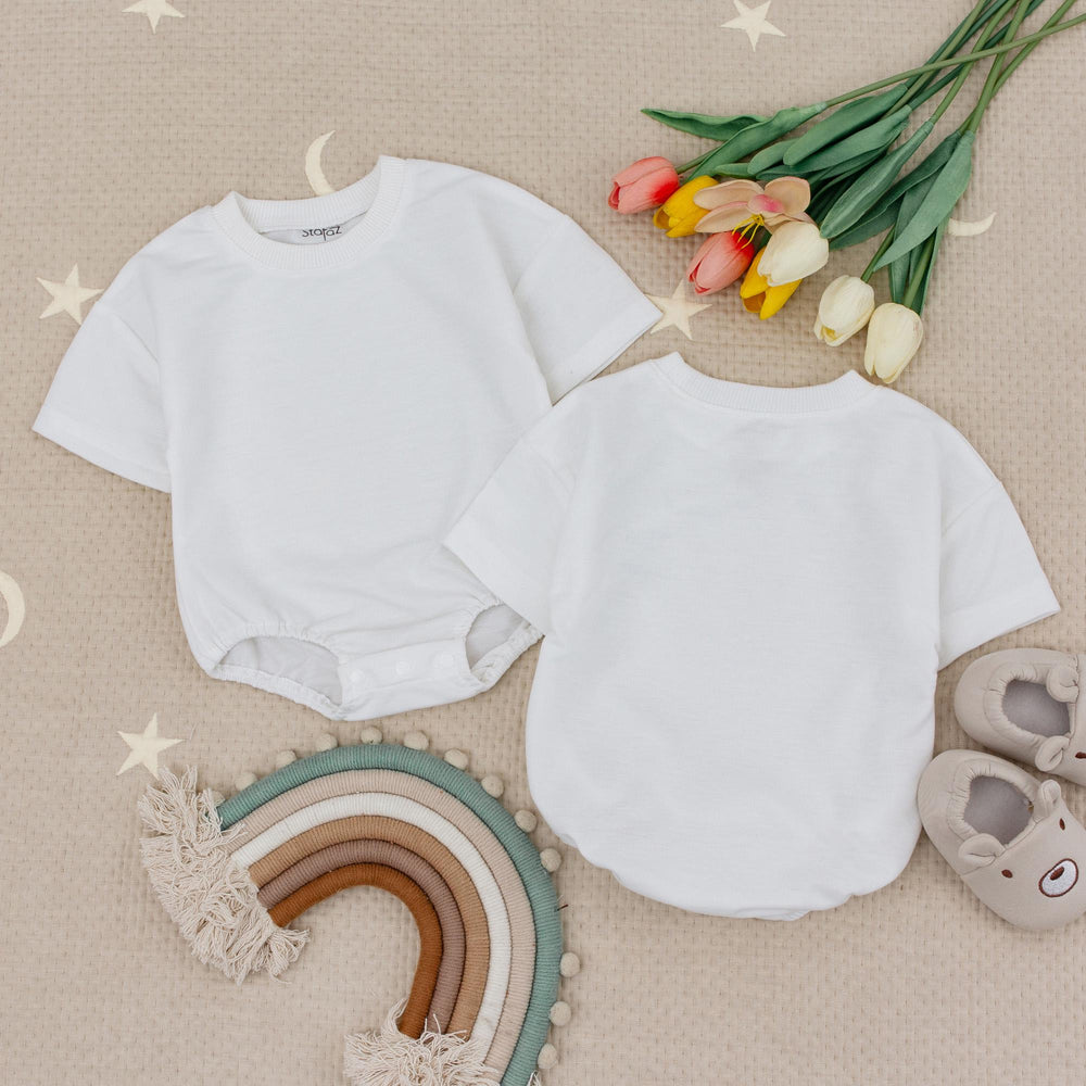 Custom Baby Romper Soft Cotton Blank Short Sleeve Outfit Personalized Name or Art Unique Infant Clothes Minimalist Handmade Gift