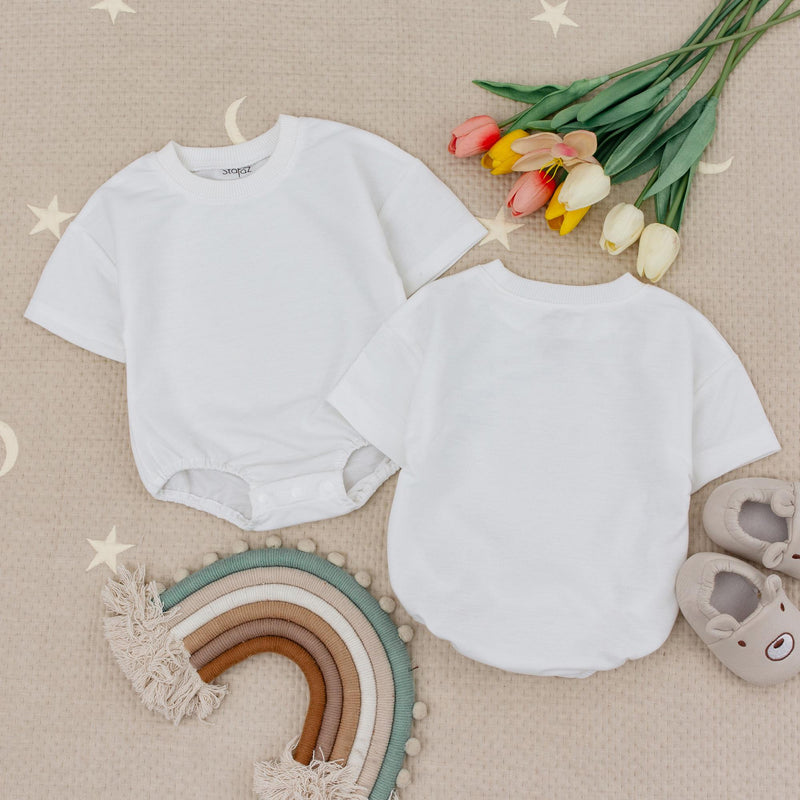 Custom Baby Romper Soft Cotton Blank Short Sleeve Outfit Personalized Name or Art Unique Infant Clothes Minimalist Handmade Gift