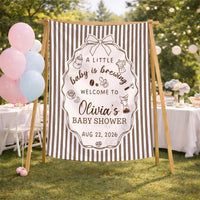 Custom Baby Shower Silk Banner and Bodysuit Set - Coffee Theme 'Baby Is Brewing' Design, Perfect for Newborns and Special Occasions