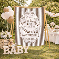 Custom Baby Shower Silk Banner and Bodysuit Set - Coffee Theme 'Baby Is Brewing' Design, Perfect for Newborns and Special Occasions