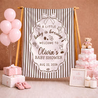 Custom Baby Shower Silk Banner and Bodysuit Set - Coffee Theme 'Baby Is Brewing' Design, Perfect for Newborns and Special Occasions