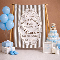 Custom Baby Shower Silk Banner and Bodysuit Set - Coffee Theme 'Baby Is Brewing' Design, Perfect for Newborns and Special Occasions