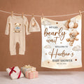 Custom Baby Shower Silk Welcome Sign & Bodysuit Set, We Can Bearly Wait Theme, Neutral Boho Decor, Soft Cotton Outfit for Newborns