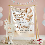 Custom Baby Shower Silk Welcome Sign & Bodysuit Set, We Can Bearly Wait Theme, Neutral Boho Decor, Soft Cotton Outfit for Newborns