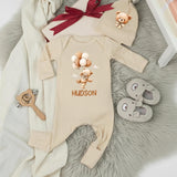 Custom Baby Shower Silk Welcome Sign & Bodysuit Set, We Can Bearly Wait Theme, Neutral Boho Decor, Soft Cotton Outfit for Newborns