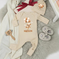 Custom Baby Shower Silk Welcome Sign & Bodysuit Set, We Can Bearly Wait Theme, Neutral Boho Decor, Soft Cotton Outfit for Newborns