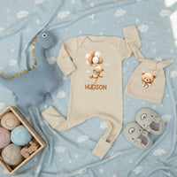 Custom Baby Shower Silk Welcome Sign & Bodysuit Set, We Can Bearly Wait Theme, Neutral Boho Decor, Soft Cotton Outfit for Newborns