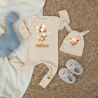 Custom Baby Shower Silk Welcome Sign & Bodysuit Set, We Can Bearly Wait Theme, Neutral Boho Decor, Soft Cotton Outfit for Newborns