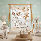 Custom Baby Shower Silk Welcome Sign & Bodysuit Set, We Can Bearly Wait Theme, Neutral Boho Decor, Soft Cotton Outfit for Newborns