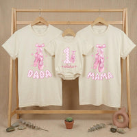 Custom Ballet Matching Family Shirts with Pink Ballerina Shoes, Birthday Outfit for Baby, Toddler, Mom and Dad, Soft Cotton Tee