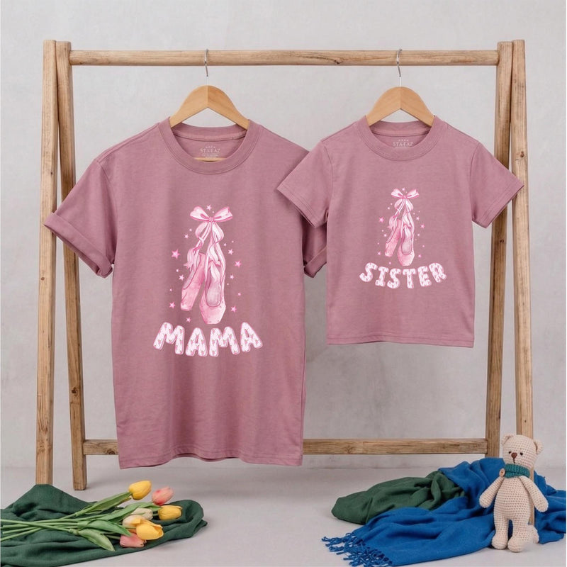 Custom Ballet Matching Family Shirts with Pink Ballerina Shoes, Birthday Outfit for Baby, Toddler, Mom and Dad, Soft Cotton Tee