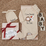 Custom Baseball Baby Bodysuit Set with Hat, I Love Baseball Artwork, Soft Cotton Newborn Outfit for Baby Shower or Coming Home Gift