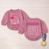 Custom Baseball Baby Romper for Little Sister, Biggest Fan Design, Personalized Name and Number, Matching Family Game Day Outfit