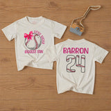 Custom Baseball Baby Romper for Little Sister, Biggest Fan Design, Personalized Name and Number, Matching Family Game Day Outfit
