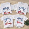 Custom Baseball Rookie Matching Family Shirts for Baby, Toddler, Mom, Dad - Soft Cotton Outfit for First Birthday or Milestone Photos