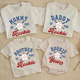 Custom Baseball Rookie Matching Family Shirts for Baby, Toddler, Mom, Dad - Soft Cotton Outfit for First Birthday or Milestone Photos