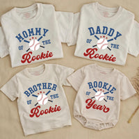Custom Baseball Rookie Matching Family Shirts for Baby, Toddler, Mom, Dad - Soft Cotton Outfit for First Birthday or Milestone Photos