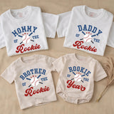 Custom Baseball Rookie Matching Family Shirts for Baby, Toddler, Mom, Dad - Soft Cotton Outfit for First Birthday or Milestone Photos