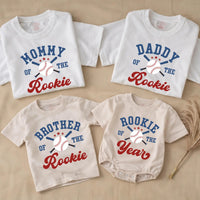 Custom Baseball Rookie Matching Family Shirts for Baby, Toddler, Mom, Dad - Soft Cotton Outfit for First Birthday or Milestone Photos