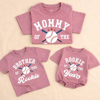 Custom Baseball Rookie Matching Family Shirts for Baby, Toddler, Mom, Dad - Soft Cotton Outfit for First Birthday or Milestone Photos