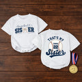 Custom Baseball Sister Baby Romper with Name & Number, Matching Family Game Day Outfit, Soft Cotton Toddler Clothes for Special Occasions