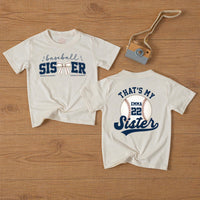 Custom Baseball Sister Baby Romper with Name & Number, Matching Family Game Day Outfit, Soft Cotton Toddler Clothes for Special Occasions