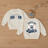 Custom Baseball Sister Baby Romper with Name & Number, Matching Family Game Day Outfit, Soft Cotton Toddler Clothes for Special Occasions