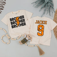 Custom Brother Toddler Romper with Lightning Bolt Design, Personalized Name and Number, Soft Cotton Baby Outfit for Sports-Themed Occasions