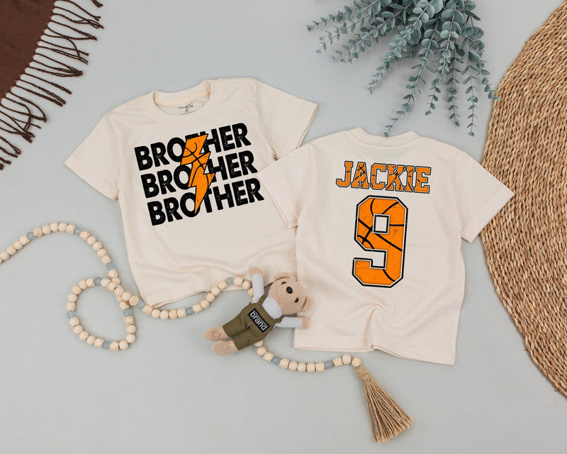 Custom Brother Toddler Romper with Lightning Bolt Design, Personalized Name and Number, Soft Cotton Baby Outfit for Sports-Themed Occasions