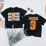Custom Brother Toddler Romper with Lightning Bolt Design, Personalized Name and Number, Soft Cotton Baby Outfit for Sports-Themed Occasions