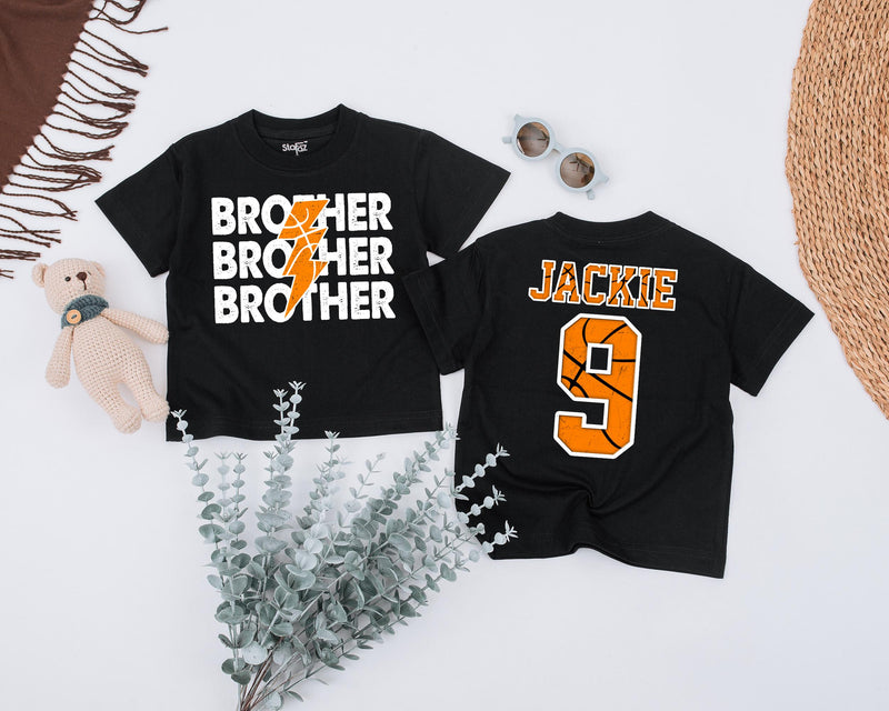 Custom Brother Toddler Romper with Lightning Bolt Design, Personalized Name and Number, Soft Cotton Baby Outfit for Sports-Themed Occasions