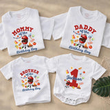 Custom BBQ Grill Birthday Matching Family Shirts, Daddy, Mommy, Brother & Baby Romper, Personalized 1st Birthday Outfit for Party Fun