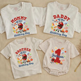 Custom BBQ Grill Birthday Matching Family Shirts, Daddy, Mommy, Brother & Baby Romper, Personalized 1st Birthday Outfit for Party Fun