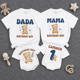 Custom Beary First Birthday Outfit for Baby Boy, Matching Family Shirts with Cute Teddy Bear Design, Soft Cotton Romper and Tees